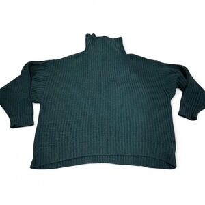 Free People Oversized Cowl Neck Chunky Knit Sweater Forest Green XS